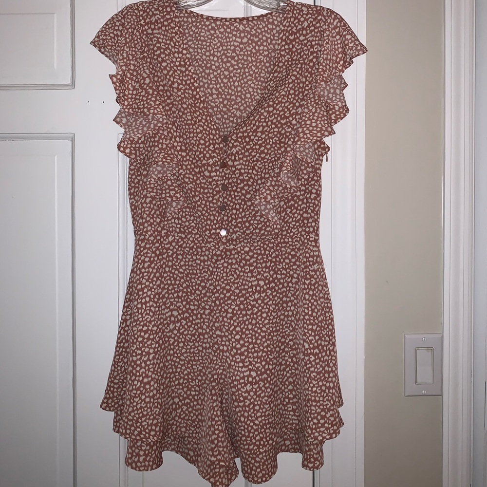 patterned and ruffled romper